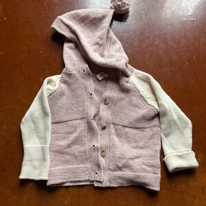 Kids' Pink and Cream Hooded Cardigan